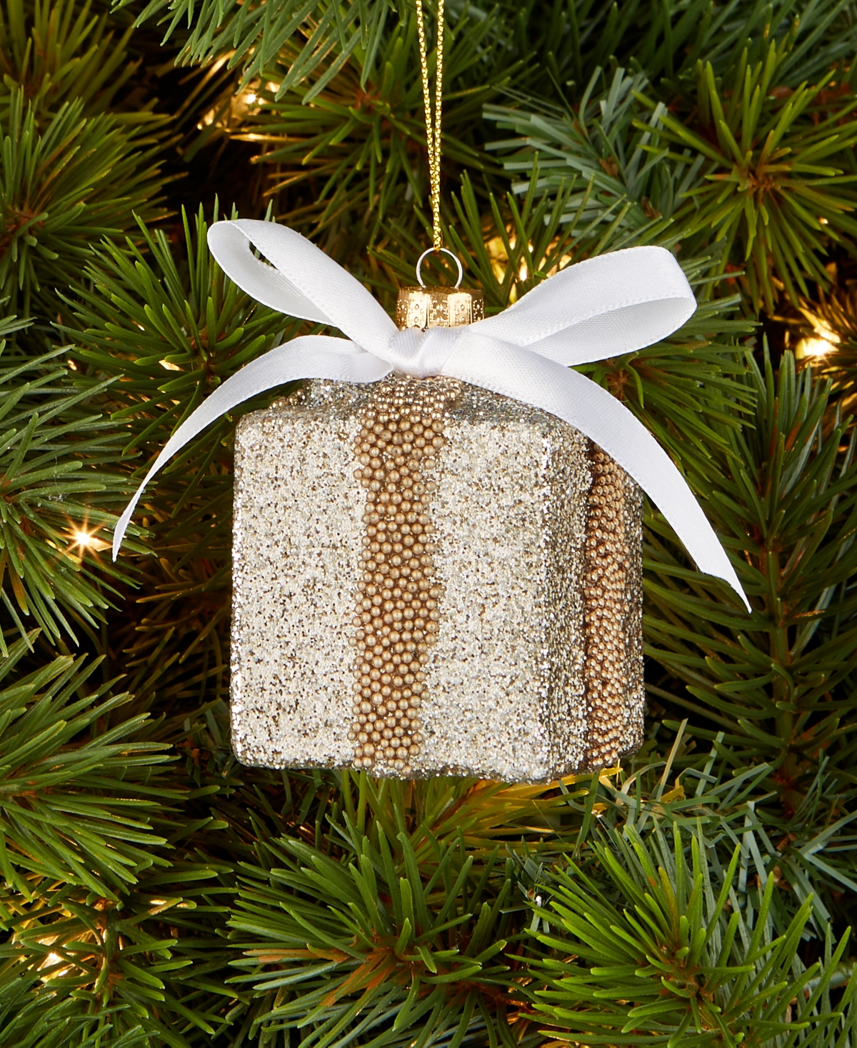 Holiday Lane Christmas Glitters Glass Gift Ornament, Macy's Exclusive