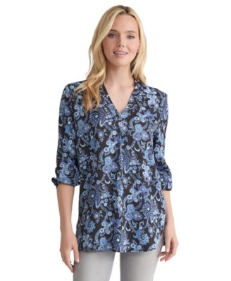 Jones New York - Women's Paisley-Print 3/4-Sleeve Tunic Top