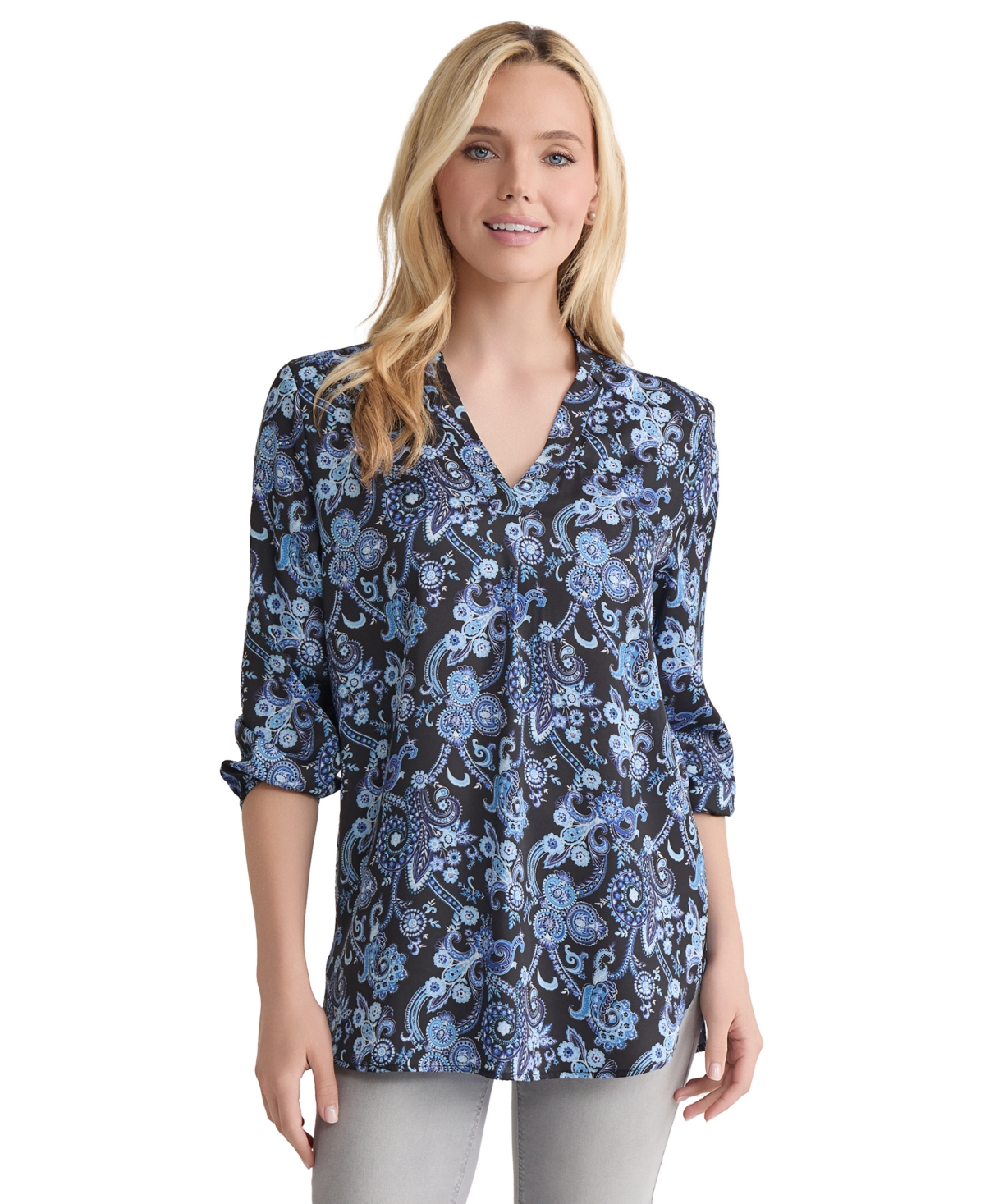 Jones New York Women's Paisley-print 3/4-sleeve Tunic Top In Multi