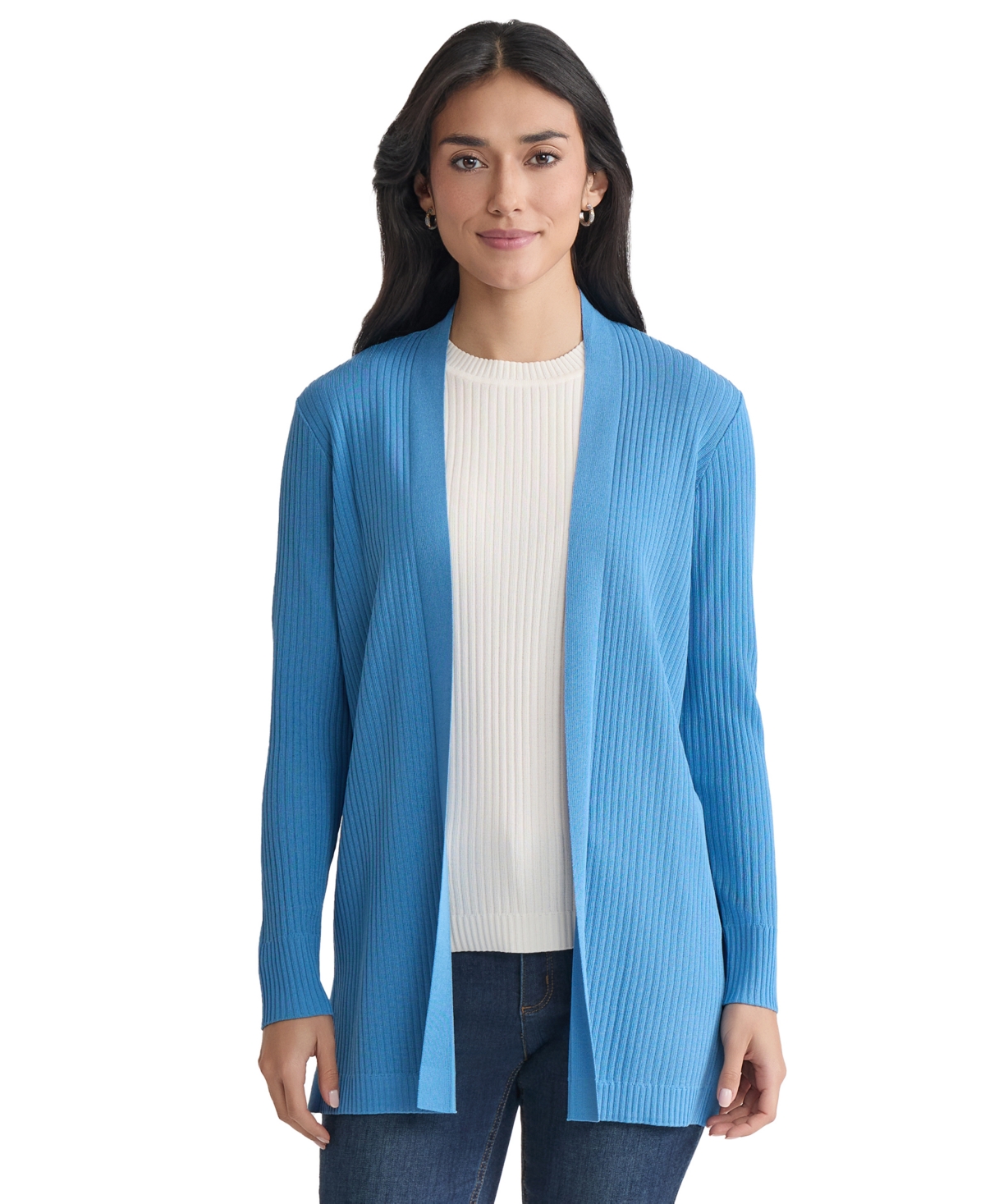 Women's Sutton Ribbed Long-Sleeve Cardigan Sweater - Blue Lagoon
