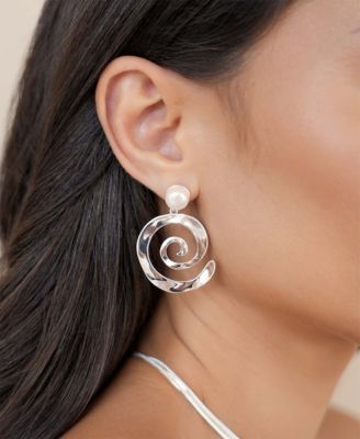 Aura Swirl Mother of Pearl Drop Earrings