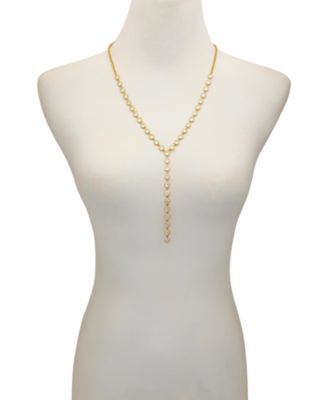 Gold Tone Cascading Cubic Zirconia Y-Drop Necklace