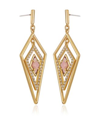 Gold-Tone Diamond Shaped Drop Earrings