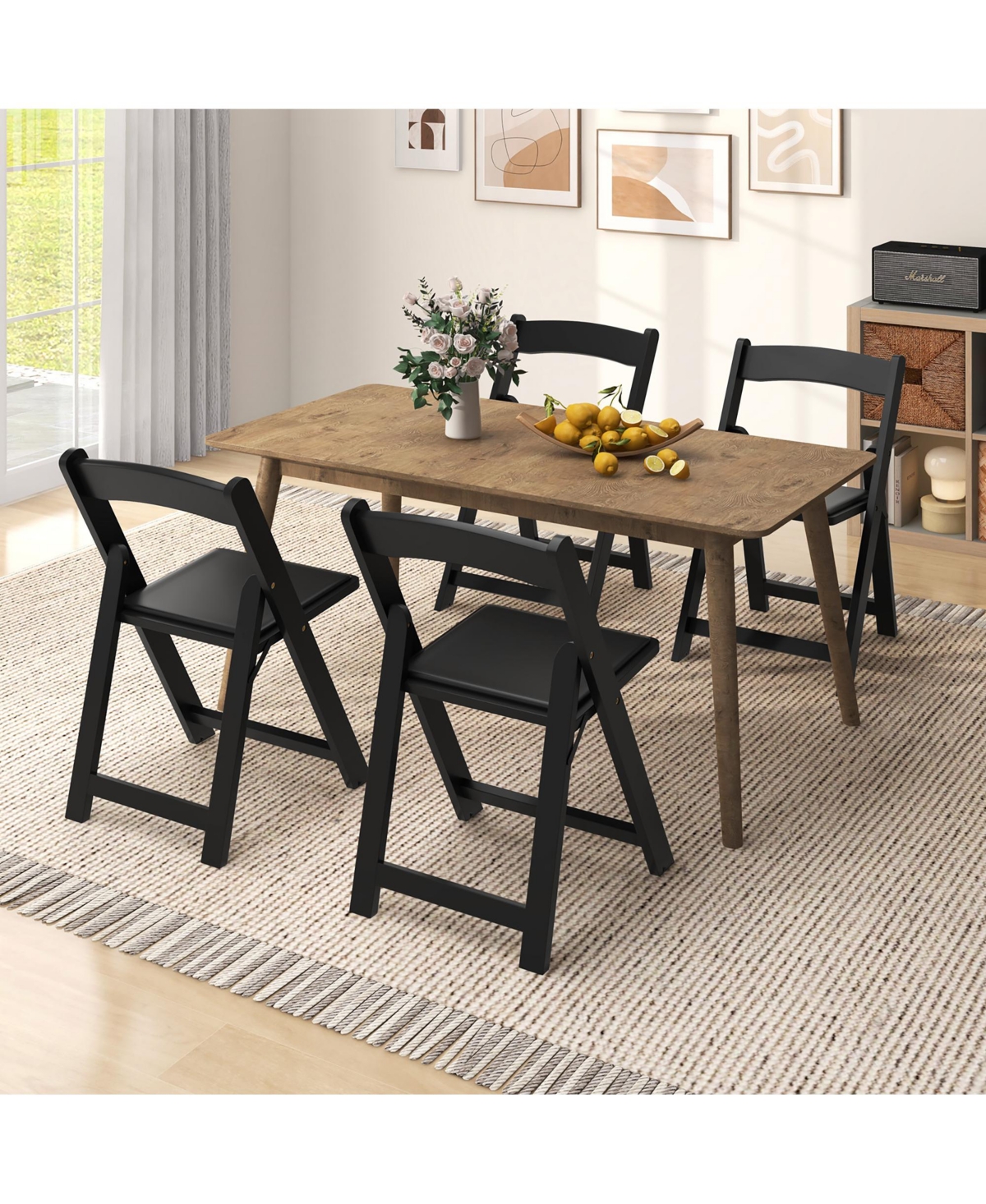 Gymax Set of Dining Chairs w/ Rubber Wood Legs & Padded Seat for Home Office Events