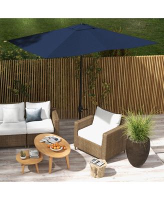 Outsunny 6.5' x 10' Rectangular Market Umbrella, Patio Outdoor Table Umbrella with Crank and Push Button Tilt