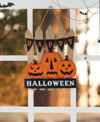 14" Halloween Wood Jack-O'-Lantern Door Hanger