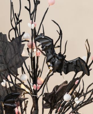 20" Lighted Pink Halloween Berries Table Tree