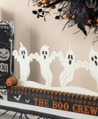 7" Halloween Wooden Metal White Ghost Silhouette Countdown Table Sign