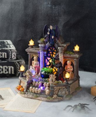 9.75" Lighted Resin Halloween Haunted House Village