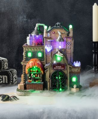 11" Lighted Resin Halloween Haunted House Village