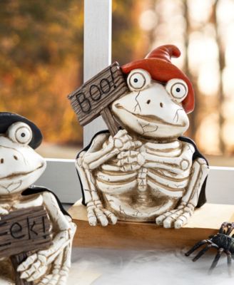 Halloween Resin Skeleton Frogs Table Decor, Set of 2