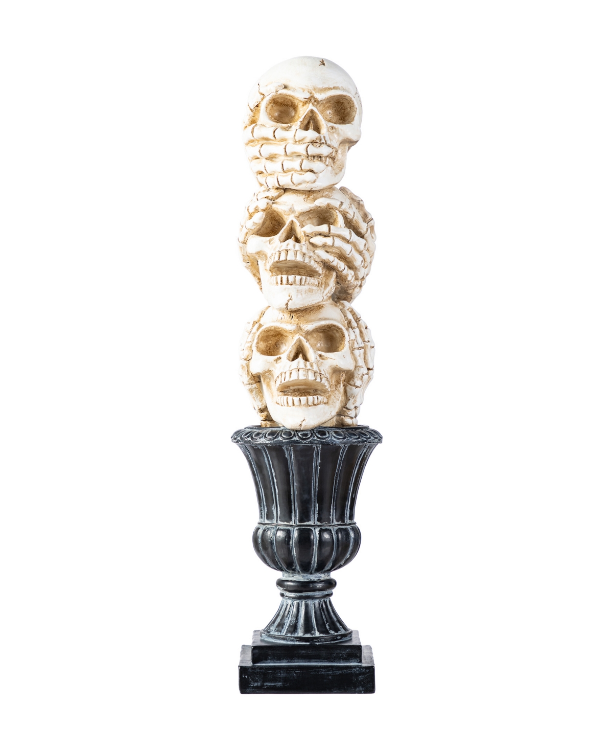 18" Halloween Resin Stacked Skull Table Decor - Multi
