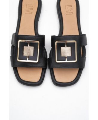 MILLIE Leather Buckle Slide (Women)