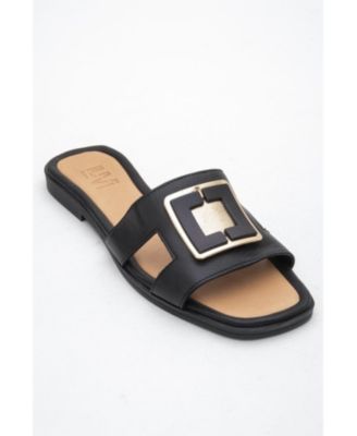 MILLIE Leather Buckle Slide (Women)