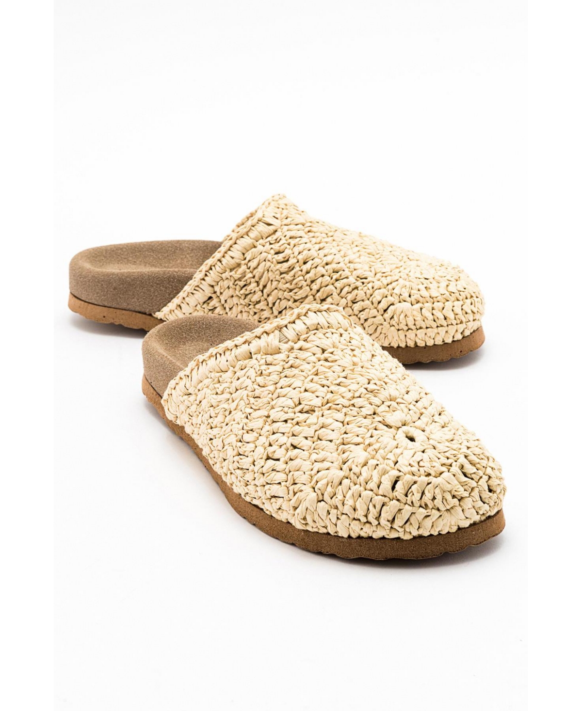 Loop Woven Slide Sandal (Women) - Beige faux leather