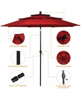 10 Feet 3 Tier Outdoor Patio Umbrella with Double Vented