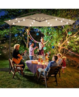 10 Feet Patio Umbrella with Crank and Solar LED Lights