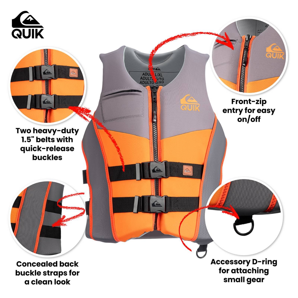 Quiksilver Men's Life Vest, Uscg Approved Life Jacket