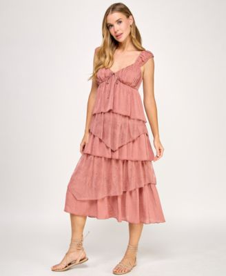 Juniors' Sweetheart Lace Midi Dress