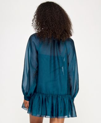 Juniors' Bow-Neck Organza Dress