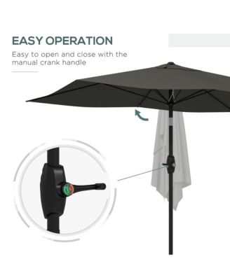 Outsunny 6.5' x 10' Rectangular Market Umbrella, Patio Outdoor Table Umbrella with Crank and Push Button Tilt, Dark Gray