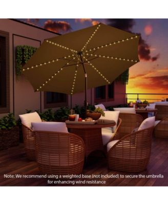 10 Feet Patio Umbrella with 112 Solar Lights and Crank Handle