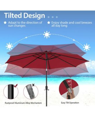 LUCKY ONE 10 Feet Patio Umbrella with 112 Solar Lights and Crank Handle