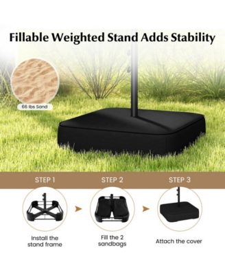 13 Feet Double-Sided Patio Twin Table Umbrella with Crank Handle