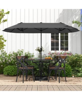 13 Feet Double-Sided Patio Twin Table Umbrella with Crank Handle