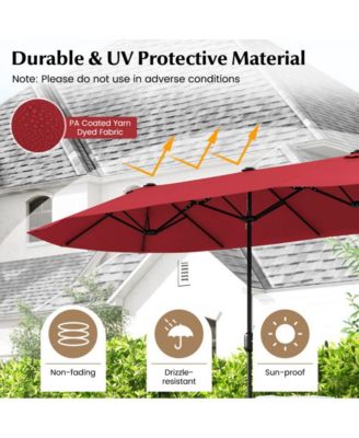 LUCKY ONE 13 Feet Double-Sided Patio Twin Table Umbrella with Crank Handle