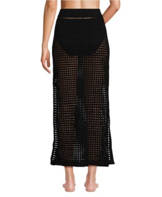 Women's Cotton Open Knit Maxi Swim Cover-up Skirt