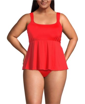 Plus Size Adjustable Scoop Neck Flutter Tankini Top 25"