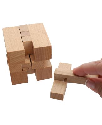 Solid Wood 3D Cube Puzzle