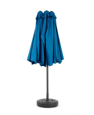 14.8 Ft Double Sided Outdoor Umbrella Rectangular Large with Crank ( Dark blue )