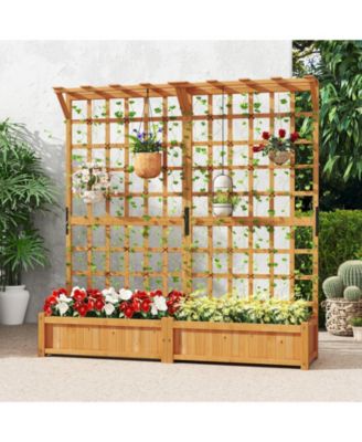 Large Planter Container with Trellis and Hanging Roof