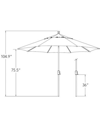 11FT Octagon Patio Umbrella with Push-Button Tilt, Bronze Frame