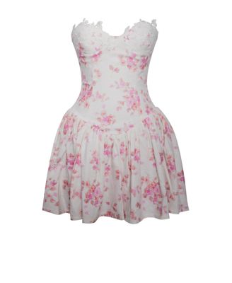 Women's Samara Floral Drop Waist Linen Corset Puffy Mini Dress