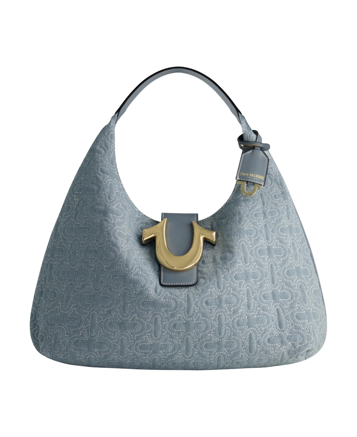 Quilted Horseshoe Large Denim Hobo - Denim