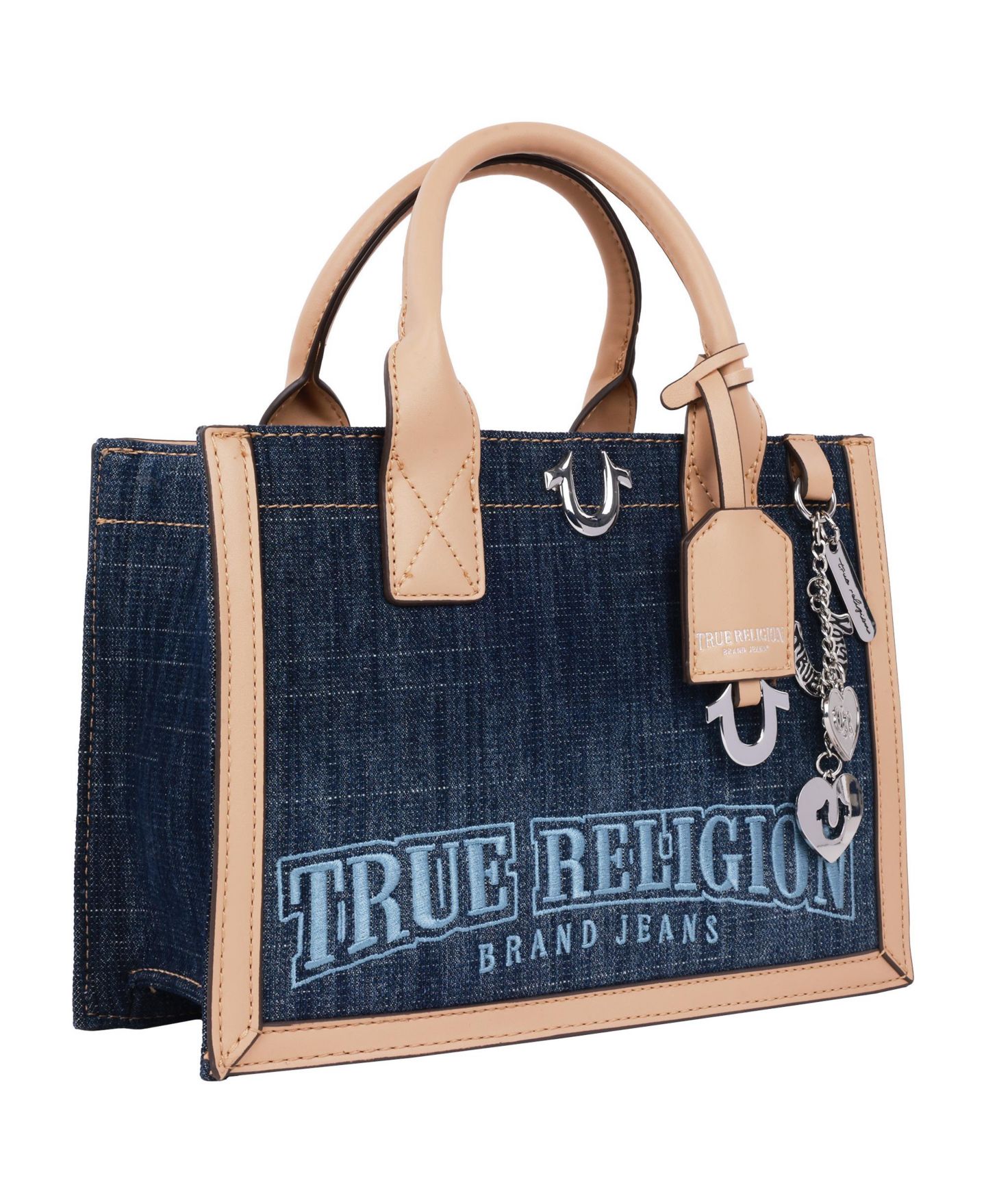 Женская сумка True Religion Bombe Logo Denim Tote, цвет: Тёмный джинсовый — фото 3