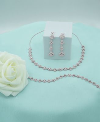 Diamond Clover Necklace, Tennis Bracelet, & Drop Earrings Collection in 14k White Gold, Exclusively at Macy's