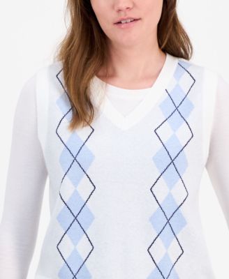 Juniors' Jacquard Argyle Sweater Vest