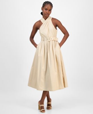 roya halter neck pleat midi dress RACHEL Rachel Roy Women's Tory Cotton Reiss clothing