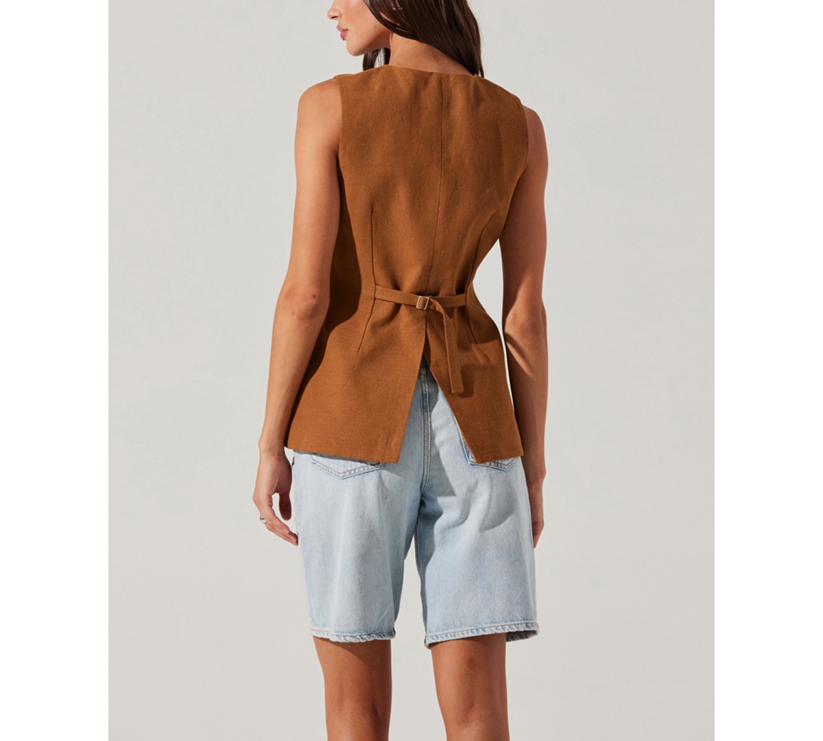 Astr Sonja Asymmetrical Vest In Brown In Brown