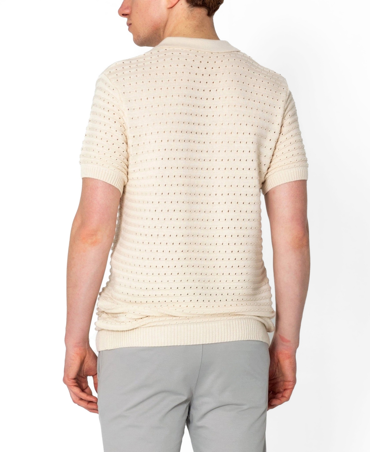 Ron Tomson Men's Eyelet Short Sleeve Polo Shirt