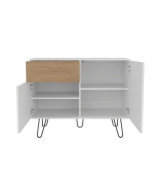 Depot E-Shop Chelan Sideboard, 2 Doors, 1 Drawer, 4 Shelves, White / Natural Oak