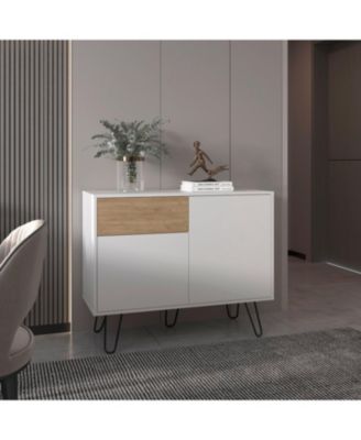 Depot E-Shop Chelan Sideboard, 2 Doors, 1 Drawer, 4 Shelves, White / Natural Oak