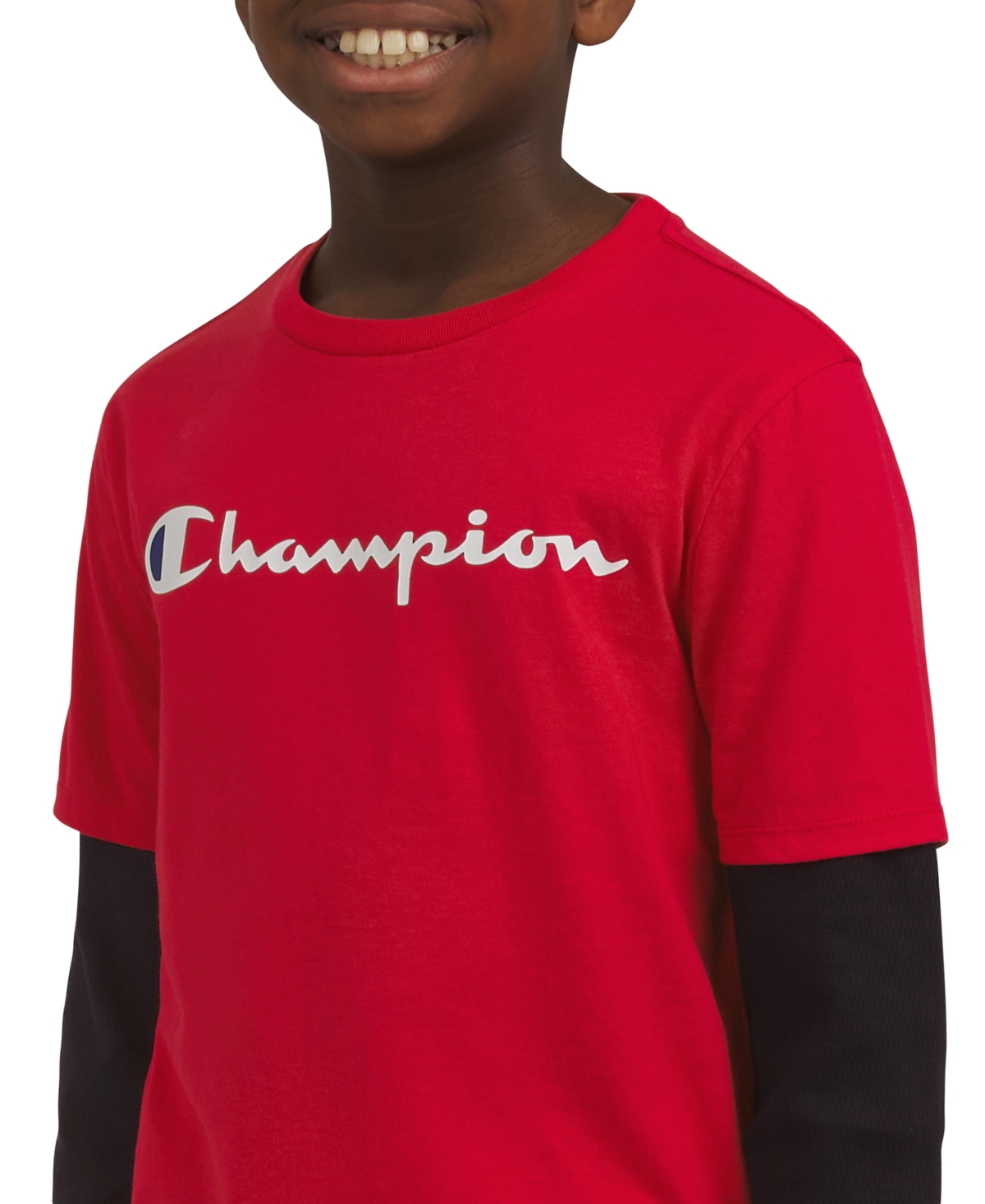 Champion Big Boys Layered-Look Logo Graphic T-Shirt