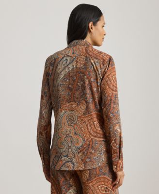 Petite Classic-Fit Paisley Crepe Shirt