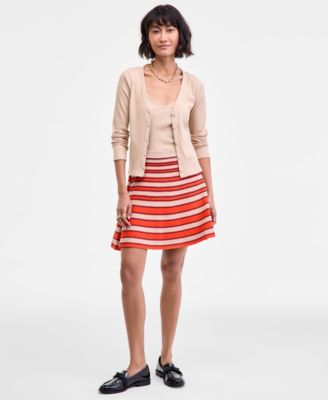 On 34th - Women's Striped Knit Pull-On Skirt