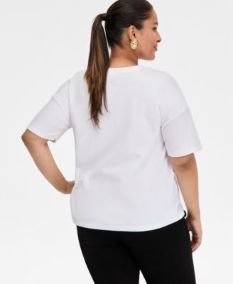 Plus Size Grommet Embellished Cotton Top, Macy's Exclusive